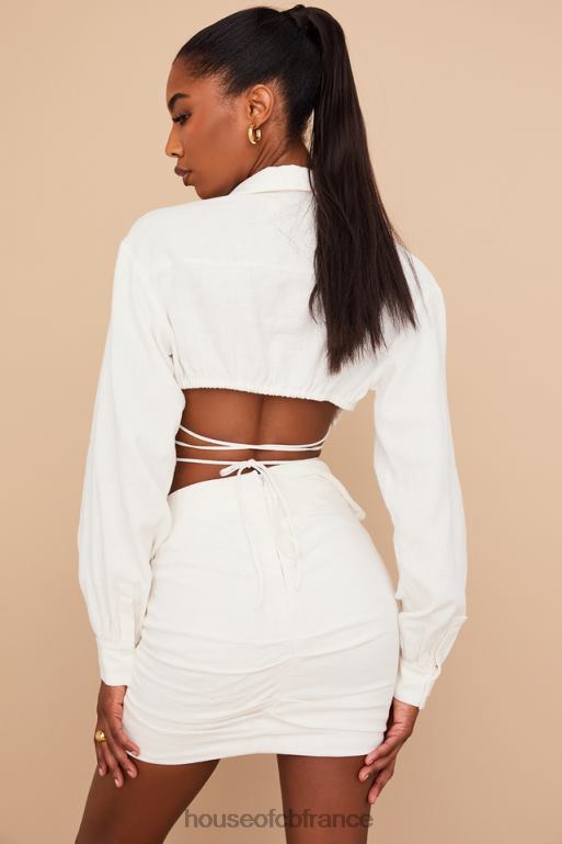 House of CB iris - chemise courte cache-cœur blanc cassé N888H741 vêtements