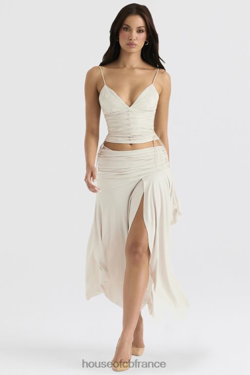 House of CB Antonella corset en cuir végétalien blanc cassé N888H35 vêtements