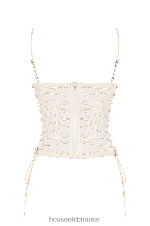 House of CB Antonella corset en cuir végétalien blanc cassé N888H35 vêtements