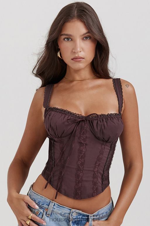 House of CB Gini riche corset en dentelle marron au dos N888H11 vêtements