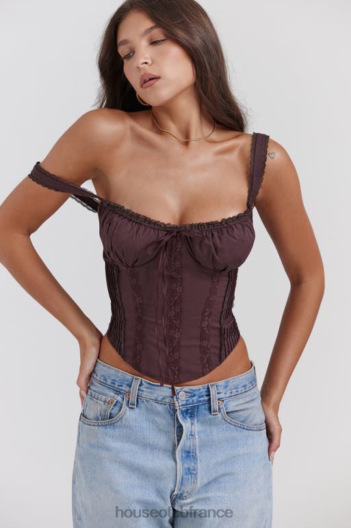 House of CB Gini riche corset en dentelle marron au dos N888H11 vêtements