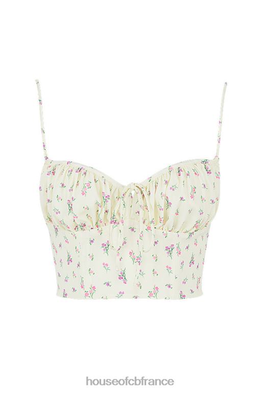 House of CB Lilibeth - Haut bustier froncé à petites fleurs et citron N888H88 vêtements