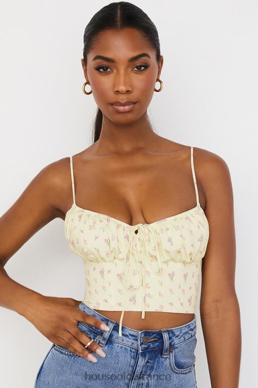 House of CB Lilibeth - Haut bustier froncé à petites fleurs et citron N888H88 vêtements