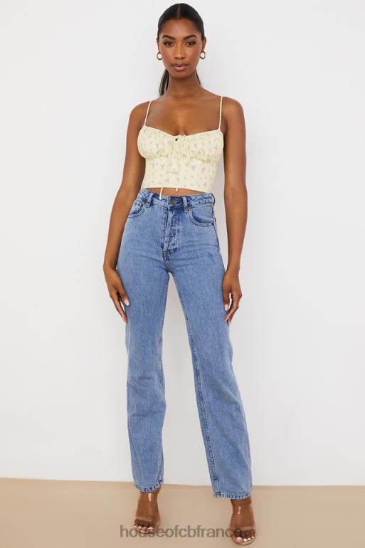 House of CB Lilibeth - Haut bustier froncé à petites fleurs et citron N888H88 vêtements