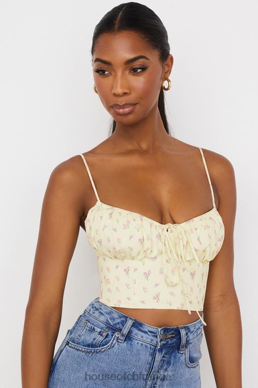 House of CB Lilibeth - Haut bustier froncé à petites fleurs et citron N888H88 vêtements