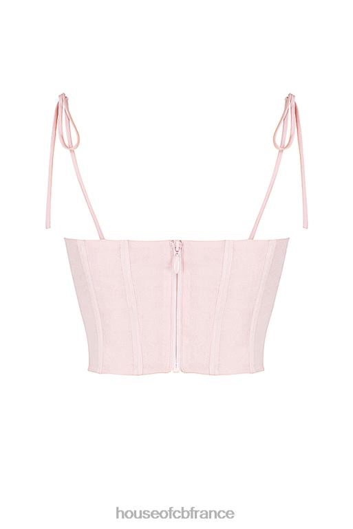 House of CB Willow - Corset court en mousseline de soie rose bébé, buste froncé N888H81 vêtements