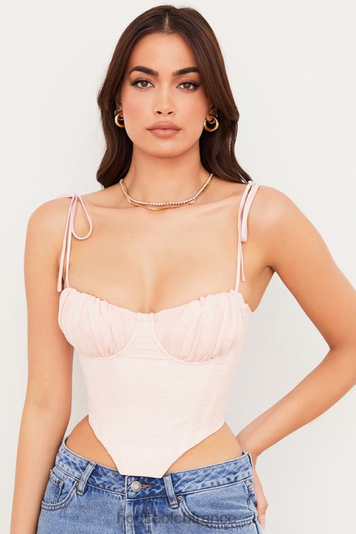 House of CB Willow - Corset court en mousseline de soie rose bébé, buste froncé N888H81 vêtements