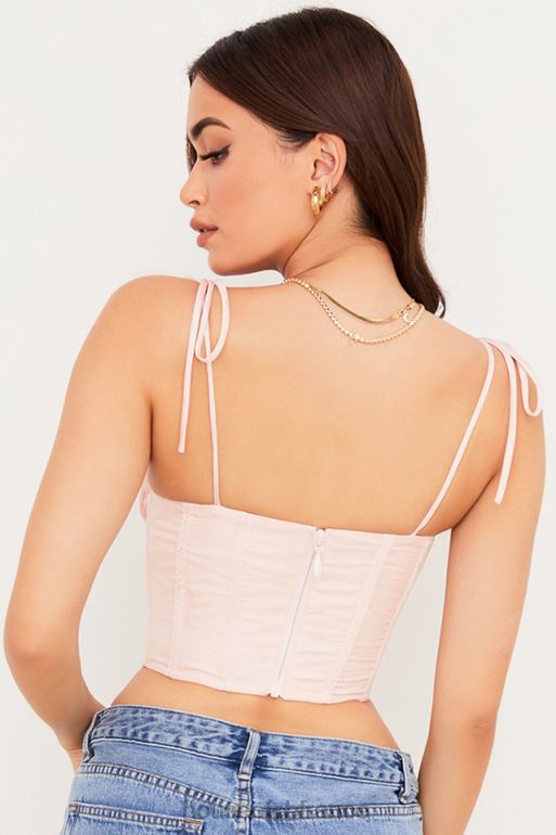 House of CB Willow - Corset court en mousseline de soie rose bébé, buste froncé N888H81 vêtements