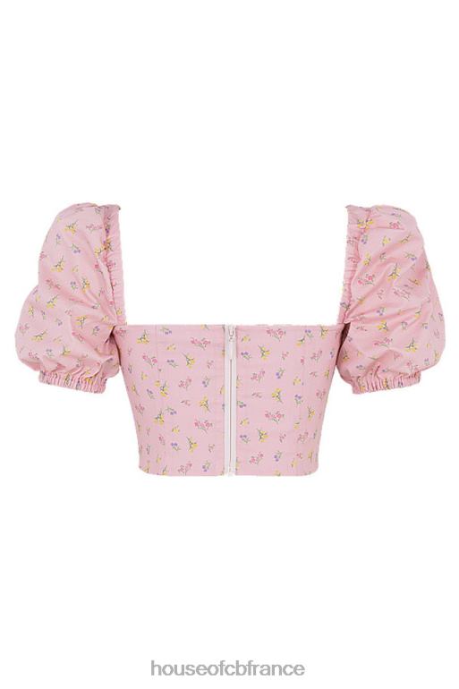 House of CB arianna rose corset à manches bouffantes à fleurs N888H87 vêtements