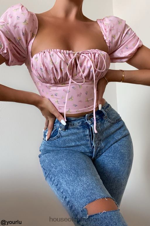 House of CB arianna rose corset à manches bouffantes à fleurs N888H87 vêtements