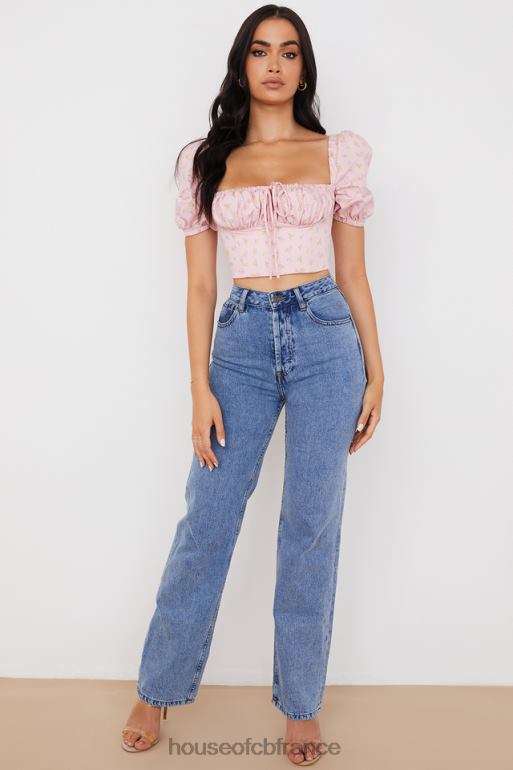 House of CB arianna rose corset à manches bouffantes à fleurs N888H87 vêtements