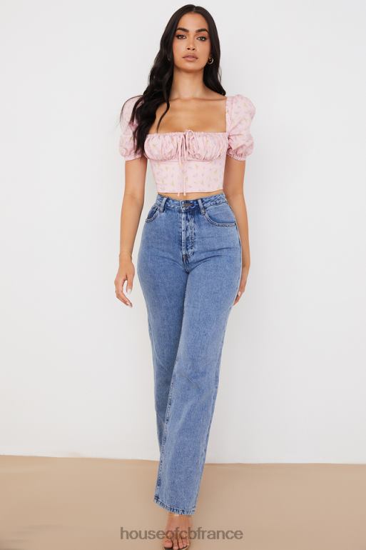 House of CB arianna rose corset à manches bouffantes à fleurs N888H87 vêtements