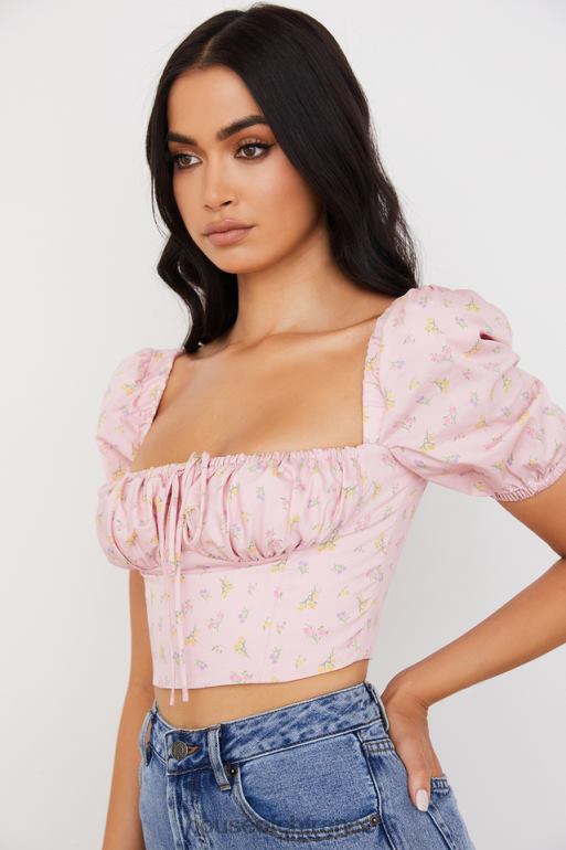 House of CB arianna rose corset à manches bouffantes à fleurs N888H87 vêtements