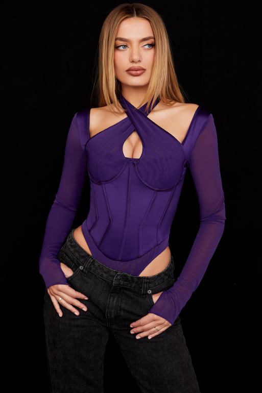 House of CB body corset dos nu raisin Angharad N888H74 vêtements