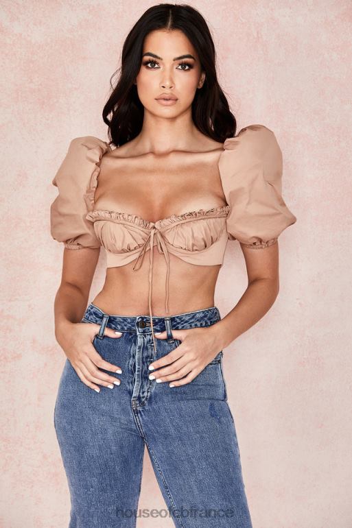 House of CB brassière hedy camel à manches bouffantes N888H107 vêtements