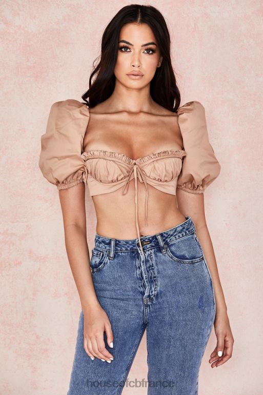 House of CB brassière hedy camel à manches bouffantes N888H107 vêtements