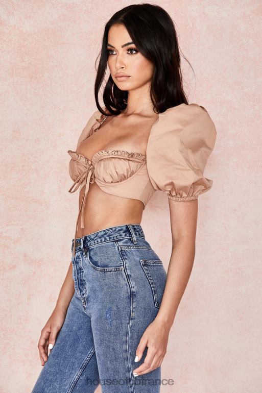 House of CB brassière hedy camel à manches bouffantes N888H107 vêtements