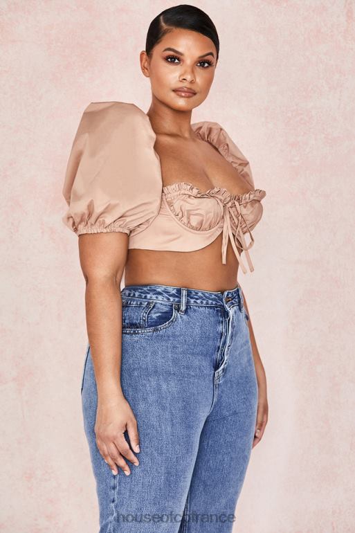 House of CB brassière hedy camel à manches bouffantes N888H107 vêtements