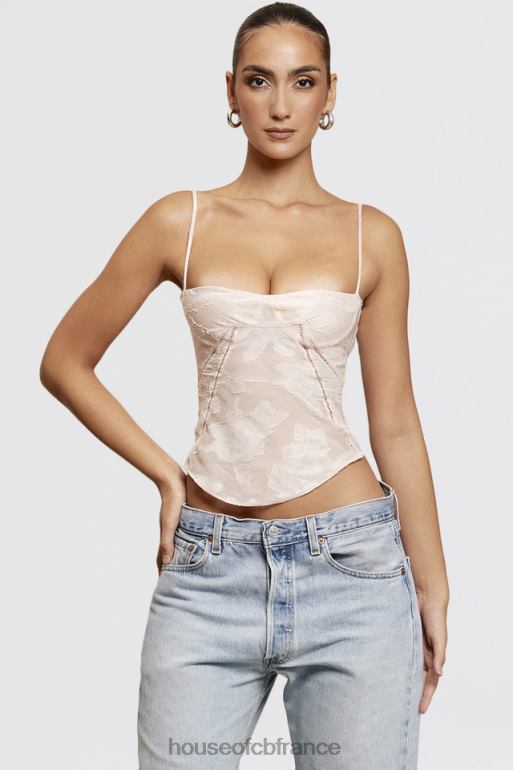 House of CB caraco en dentelle fleurie rose Lisette N888H704 vêtements