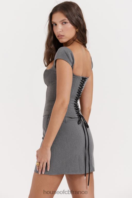 House of CB corset dos en dentelle gris Rowena N888H14 vêtements