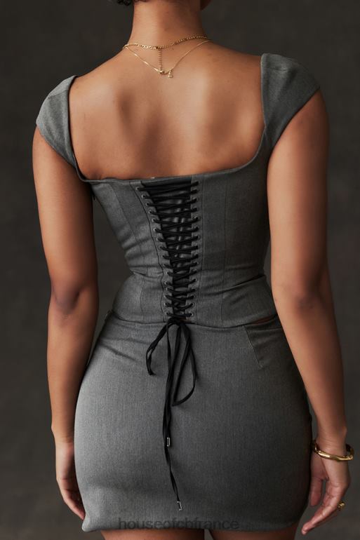 House of CB corset dos en dentelle gris Rowena N888H14 vêtements
