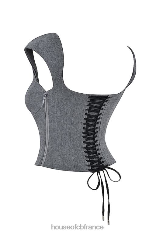 House of CB corset dos en dentelle gris Rowena N888H14 vêtements