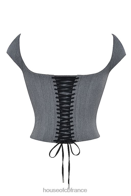 House of CB corset dos en dentelle gris Rowena N888H14 vêtements