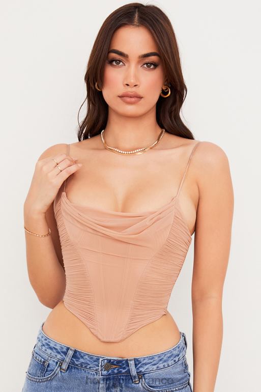 House of CB corset drapé en maille beige lottie N888H80 vêtements