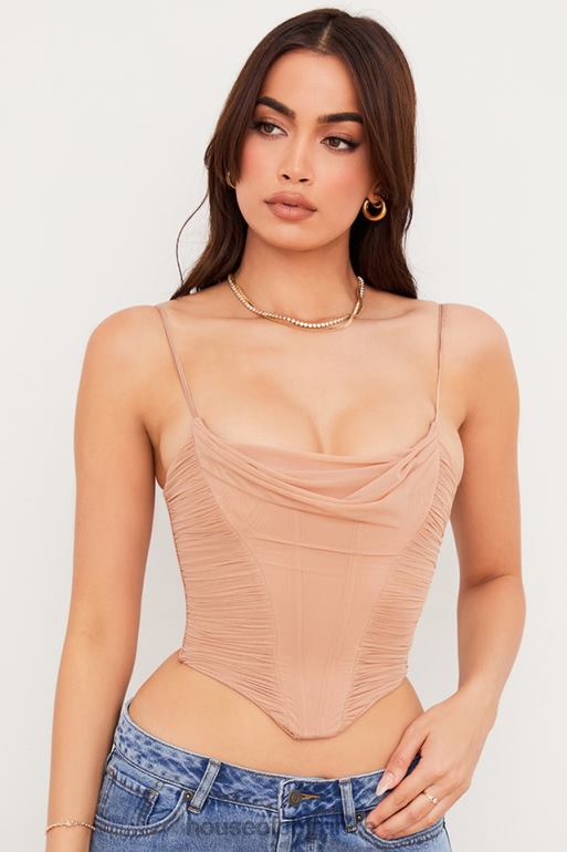 House of CB corset drapé en maille beige lottie N888H80 vêtements