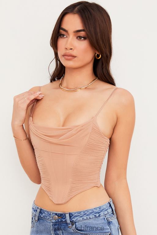 House of CB corset drapé en maille beige lottie N888H80 vêtements