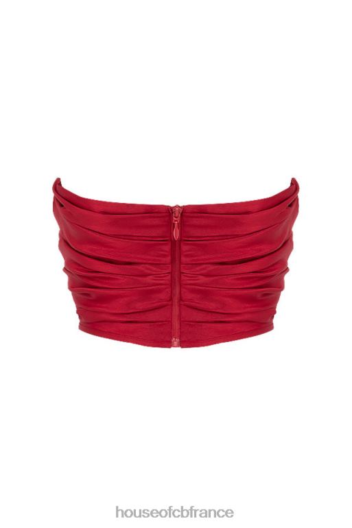 House of CB corset drapé en taffetas rouge ari N888H95 vêtements