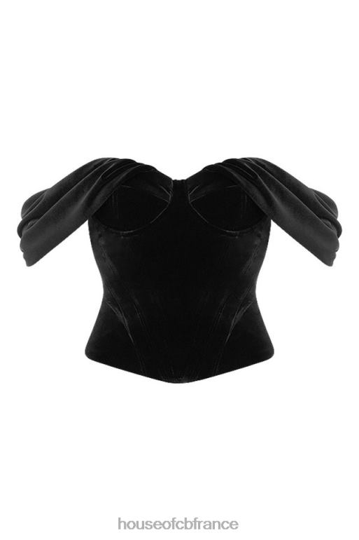 House of CB corset drapé en velours noir angélique N888H96 vêtements