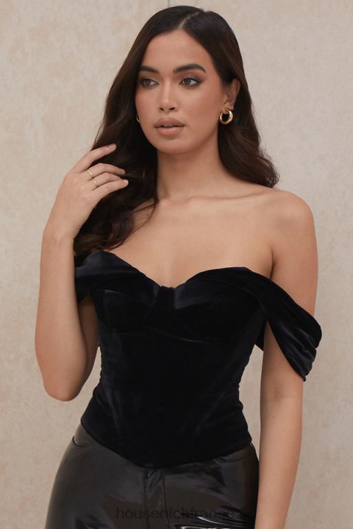 House of CB corset drapé en velours noir angélique N888H96 vêtements