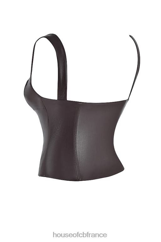 House of CB corset en cuir végétalien au chocolat amer James N888H38 vêtements