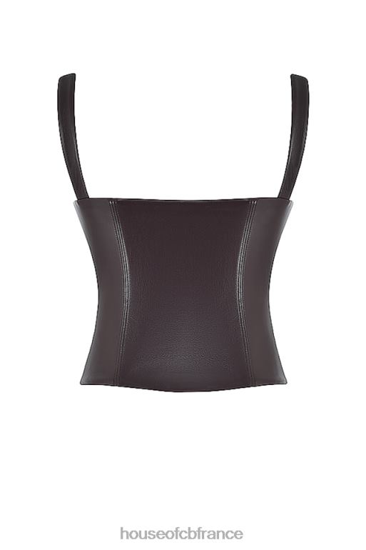 House of CB corset en cuir végétalien au chocolat amer James N888H38 vêtements