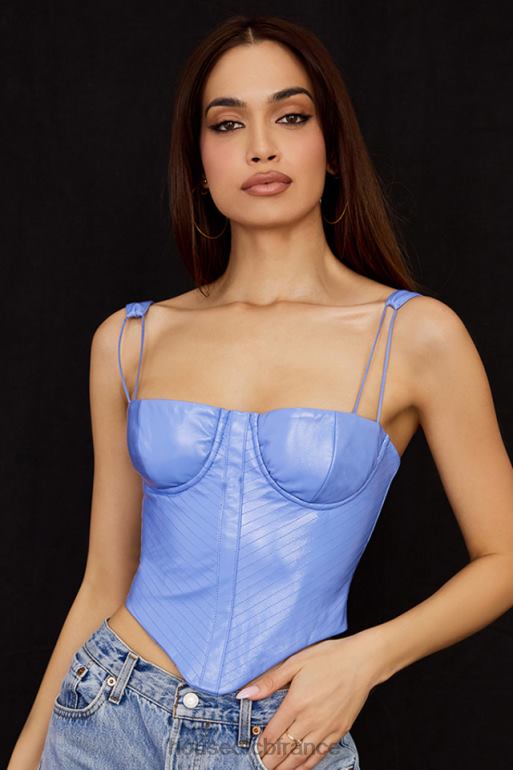 House of CB corset en cuir végétalien bleu melissa bleuet N888H65 vêtements