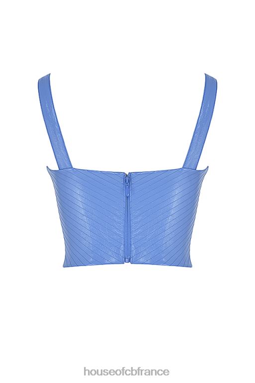 House of CB corset en cuir végétalien bleu melissa bleuet N888H65 vêtements