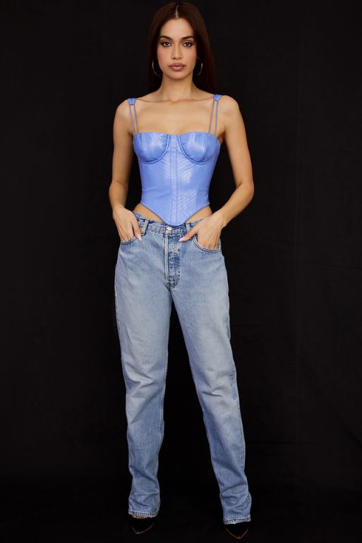 House of CB corset en cuir végétalien bleu melissa bleuet N888H65 vêtements