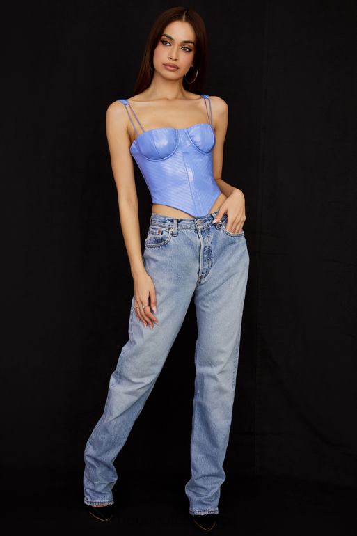 House of CB corset en cuir végétalien bleu melissa bleuet N888H65 vêtements