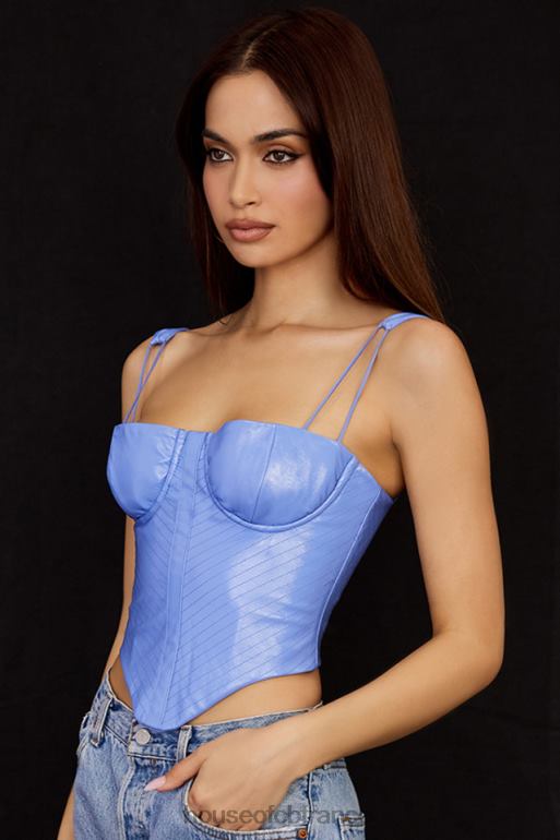 House of CB corset en cuir végétalien bleu melissa bleuet N888H65 vêtements