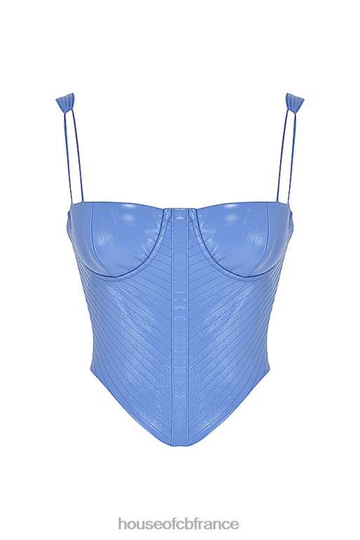 House of CB corset en cuir végétalien bleu melissa bleuet N888H65 vêtements