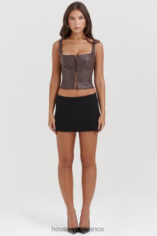 House of CB corset en cuir végétalien marron pia N888H5 vêtements