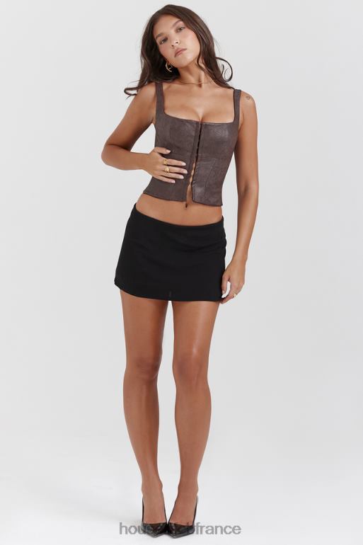 House of CB corset en cuir végétalien marron pia N888H5 vêtements