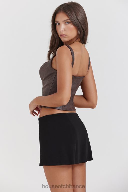 House of CB corset en cuir végétalien marron pia N888H5 vêtements