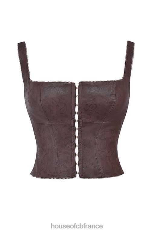House of CB corset en cuir végétalien marron pia N888H5 vêtements