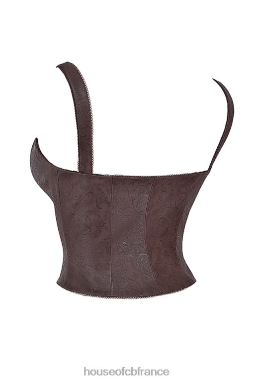 House of CB corset en cuir végétalien marron pia N888H5 vêtements