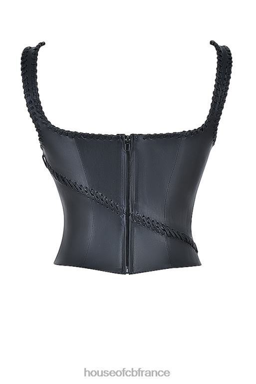 House of CB corset en cuir végétalien noir Leonie N888H16 vêtements