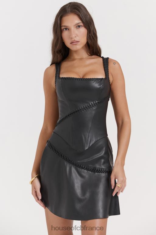 House of CB corset en cuir végétalien noir Leonie N888H16 vêtements