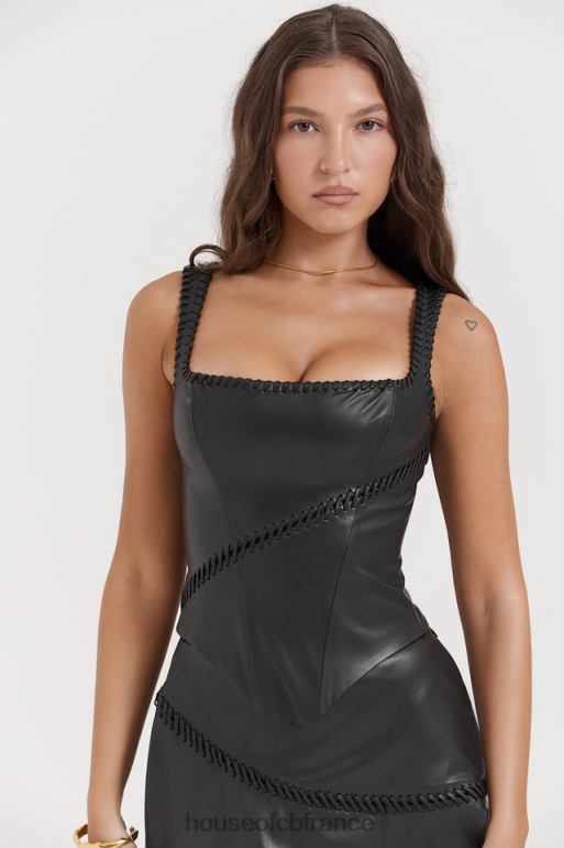 House of CB corset en cuir végétalien noir Leonie N888H16 vêtements