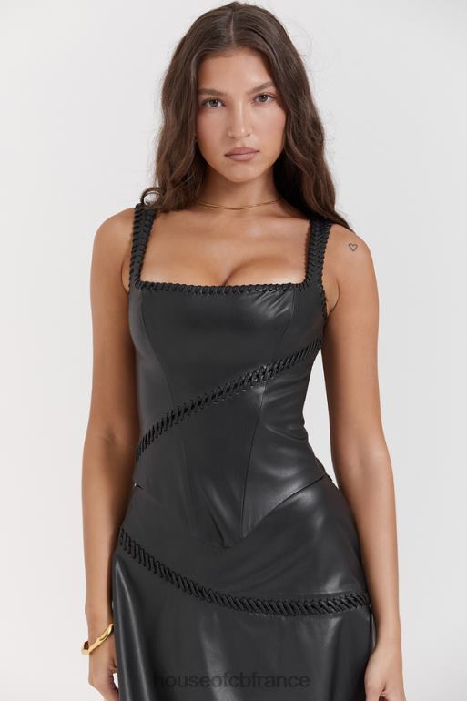 House of CB corset en cuir végétalien noir Leonie N888H16 vêtements